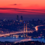 İstanbul Marka Patent Tasarım Tescil Hizmetleri The Bosphorus Bridge in Istanbul at night, Turkey. The Bosphorus Bridge connecting Europe and Asia.